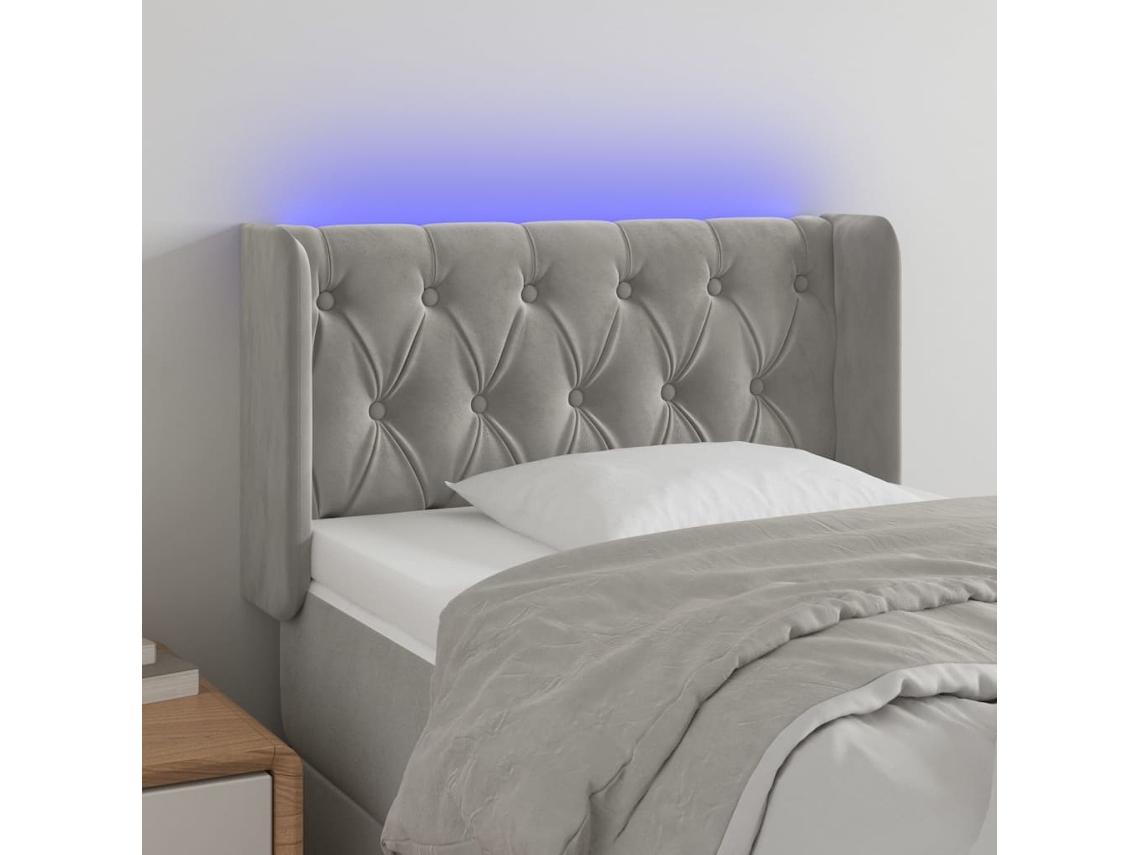 Cabecero de terciopelo con luces LED 83x16x78/88cm Gris Claro