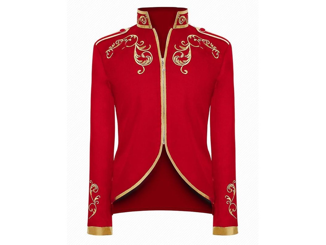 2026 chaqueta Medieval Victoriana Vintage para Homem com Bordado, Cremallera e Gola Alta