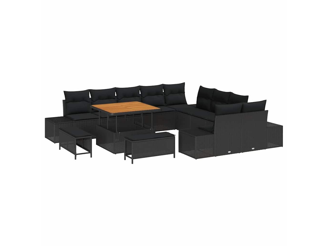 Maison Exclusive - Conjunto De Sofá De Jardim Com Almofada 13 Pcs Preto Vime Pe