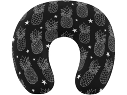 Almofada Formato de U com Desenho Pinheiro Feito À Mão, Viagem Lavável, Suporte Cervical Espuma Viscoelástica,