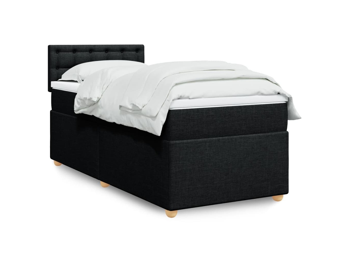 Cama Com Molas/colchão 80x200 Cm Tecido Preto