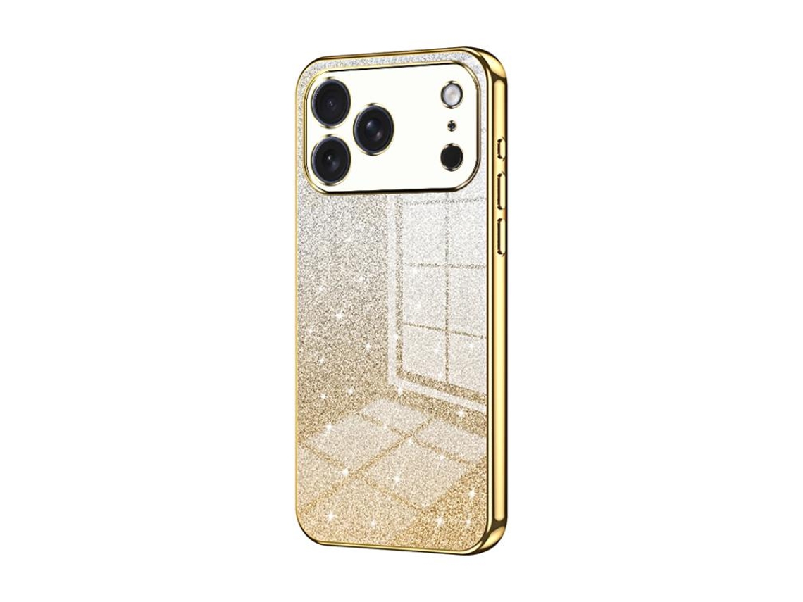 Capa Para Iphone 17 Pro Max - Glitter Degradê - Acabamento Eletroplaqueado