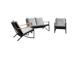 Maison Exclusive - 3 Pcs Conjunto Mobiliário De Varanda Com Almofadões Aço Preto