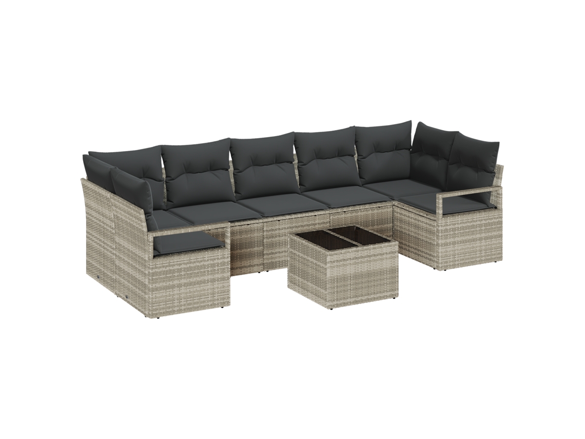 Conjunto 8 Conjunto De Sofá De Jardim Vidaxl Cinzento-claro Vime Pe (289 X 122 X 85 Cm)