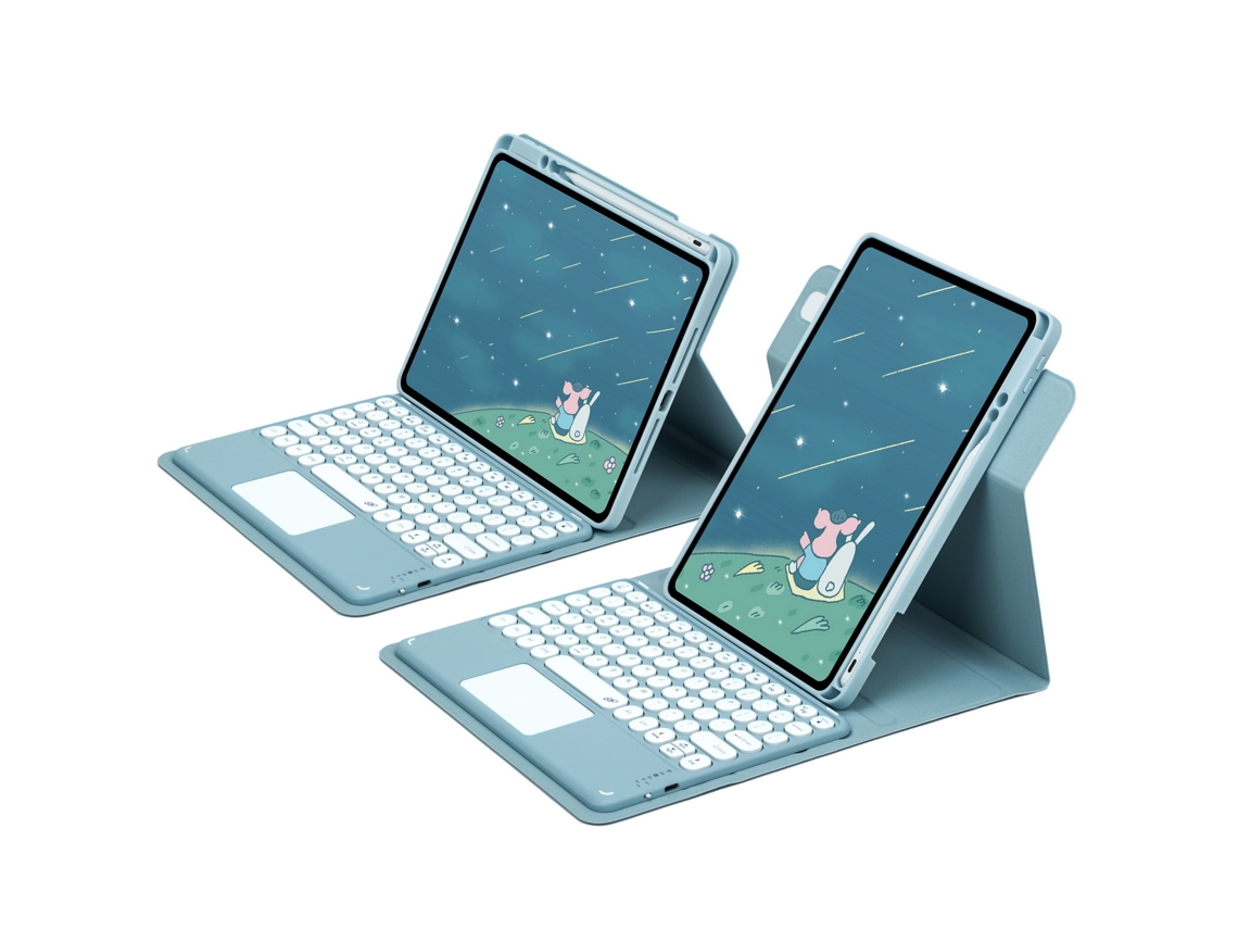 Capa Com Teclado Para Ipad Air3/pro Polegadas,rotatable,with Round Cap Keyboard (fog Blue) Cuich (10,5)
