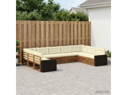 Vidaxl Conjunto De Sofás Para Exterior 9 Unid. Natural E Creme