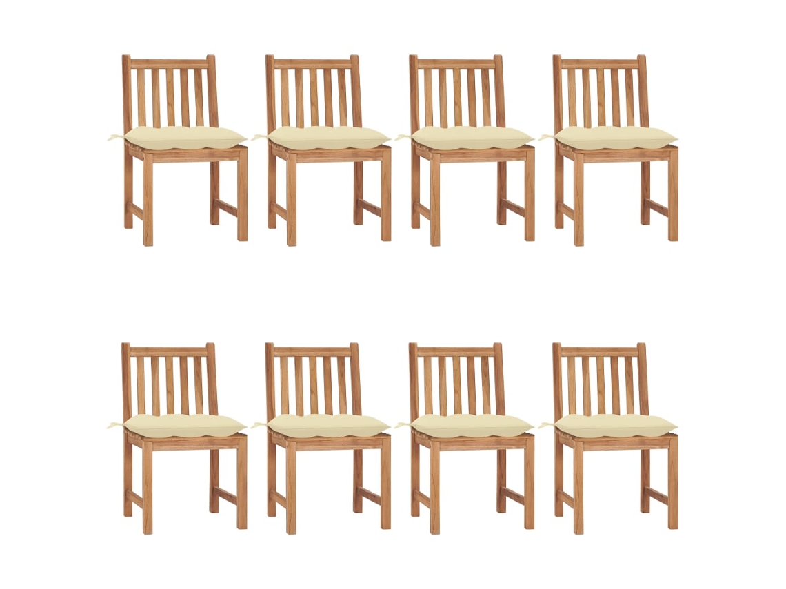 Cadeiras De Jardim 8 Pcs C/ Almofadões Madeira De Teca Maciça Dkd Home Decor