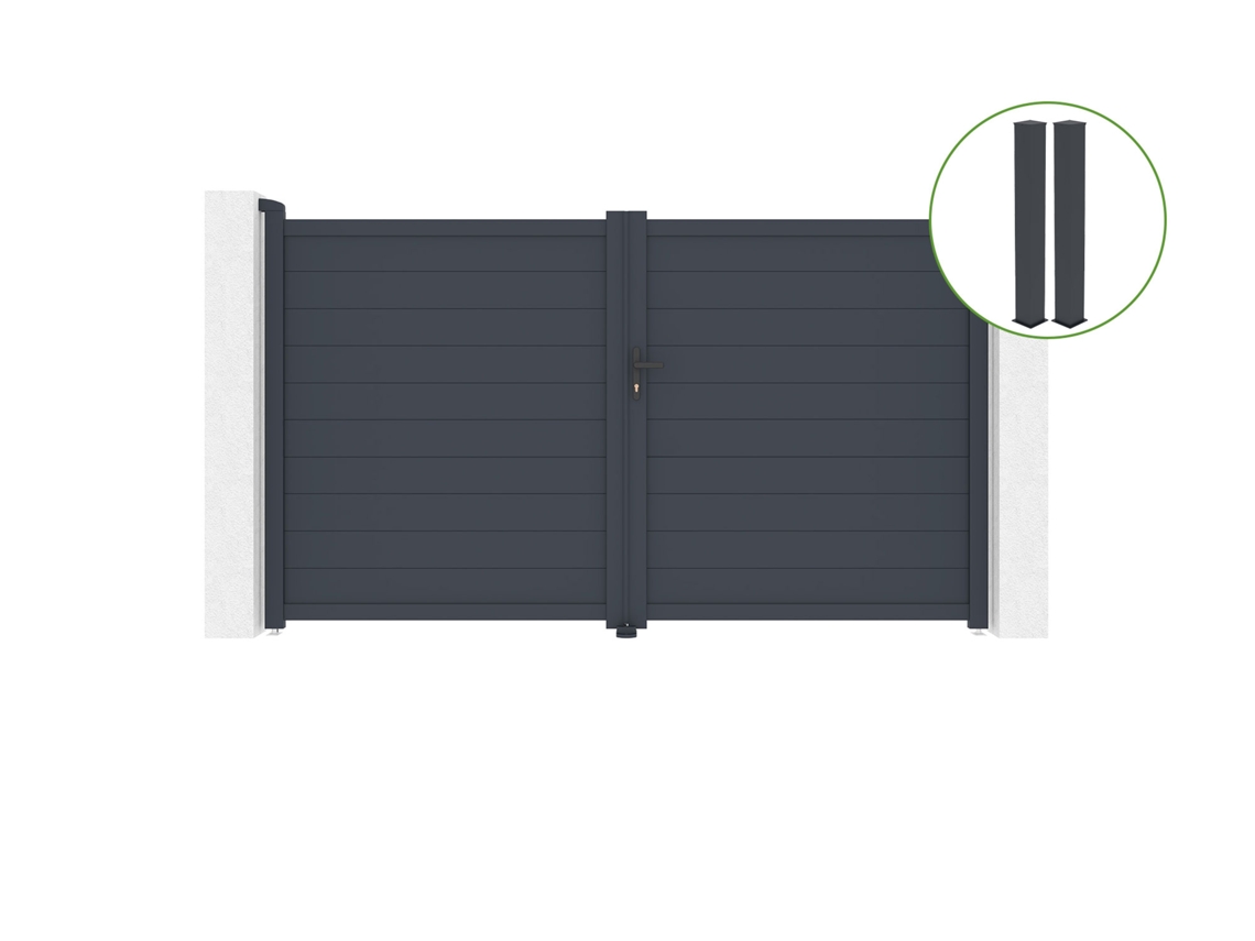 Portão Giratório 3M Eiger Alt.180Cm Alumínio Cinza 2 Postes 20X20Cm Alt.190Cm CASANOOV
