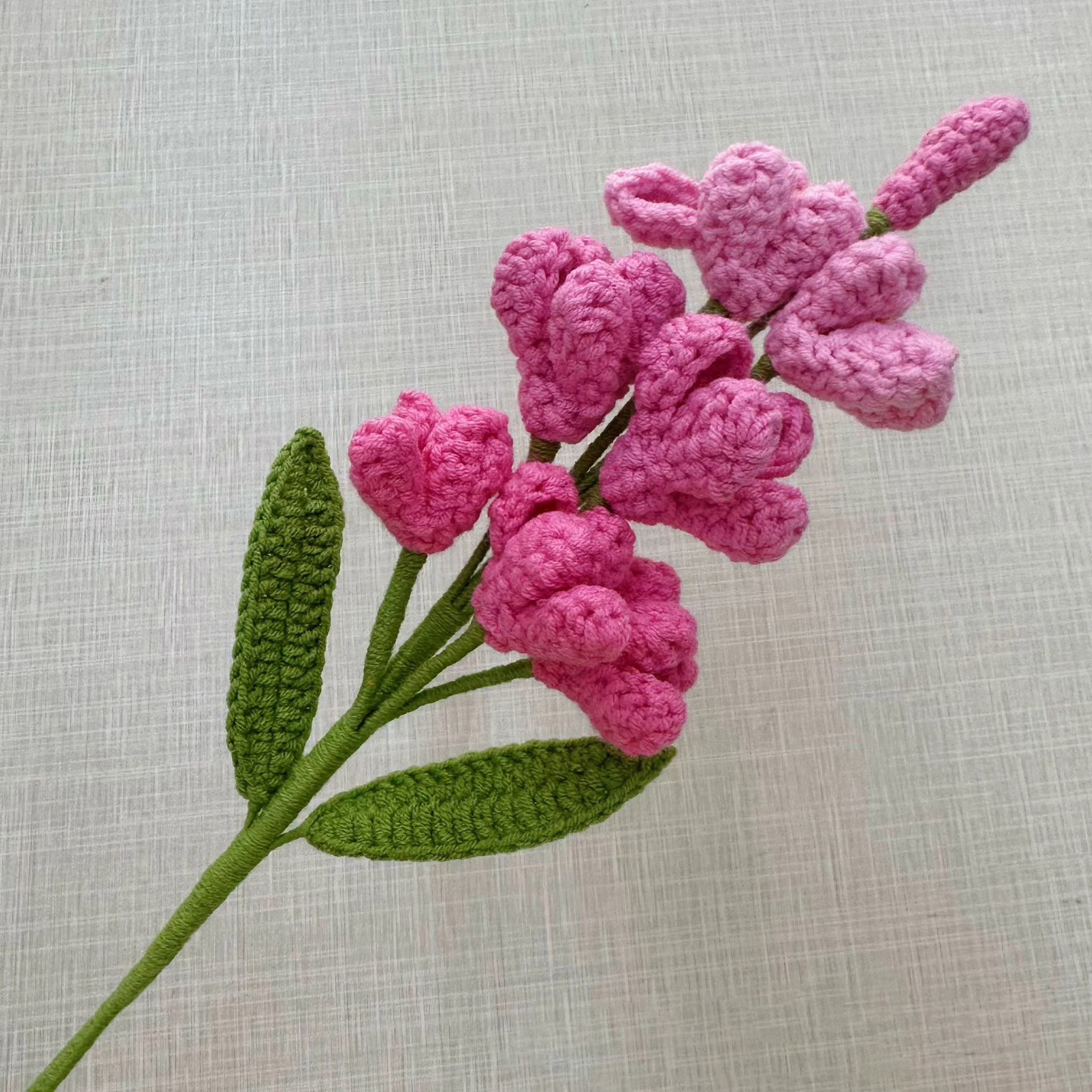 (10 Cm) Flor Lilás Tricotada À Mão, Galho De Flor Artificial Criativo.