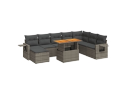 Conjunto de 9 sofás para jardim com almofadões Vime Pe Cinzento MAISON EXCLUSIVE (90x200 cm)