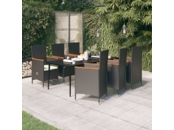 Vidaxl 7 Pcs Conjunto De Jantar Para Jardim Com Almofadões Preto
