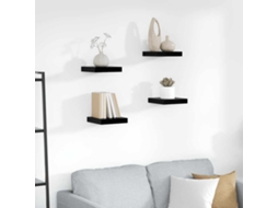 Vidaxl Prateleiras De Parede Suspensas 4 Pcs 23x23,5x3,8cm Mdf Preto
