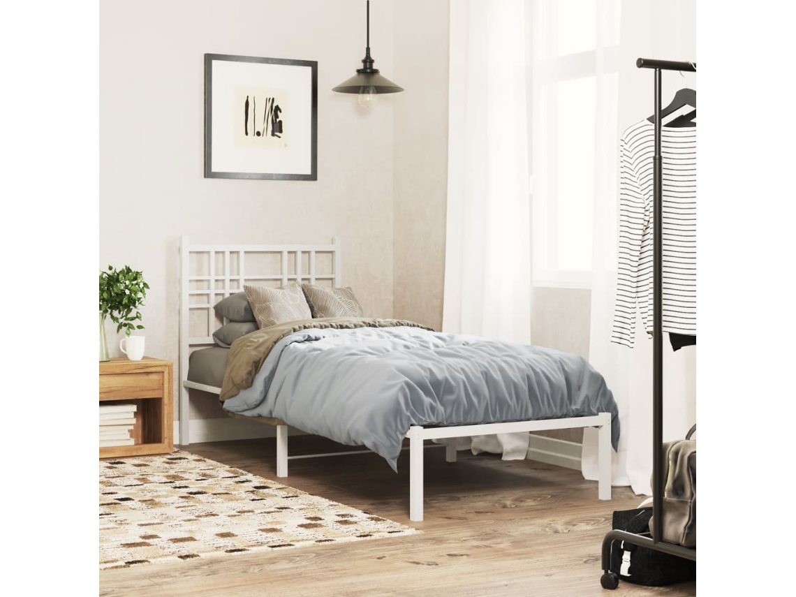 Estrutura De Cama Com Cabeceira 80x200 Cm Metal Branco