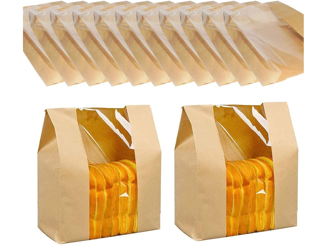 50 Unidades De Sacos Papel Kraft Para Alimentos, Pão Com Janelamo