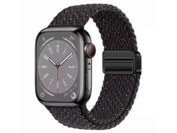 Pulseira magnética de nylon para Apple Watch S10, elástica, com efeito arco-íris, tamanhos 44, 45, 46 e 49 mm.