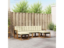 Vidaxl Conjunto De Sofás Para Exterior 6 Pcs Natural E Creme