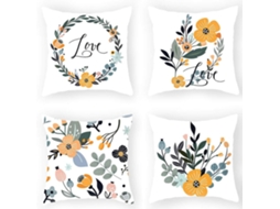 4 Peças De Capas De Almofadas Decorativas Com Padrão De Pássaros E Flores