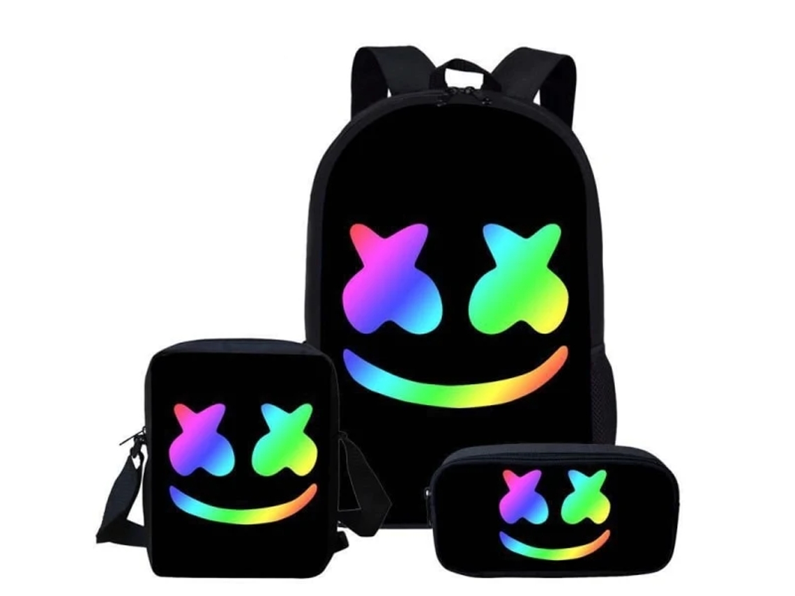 Mochila Marshmallow Dj Escolar Em Três Conjuntos Perfeita Aquaforge