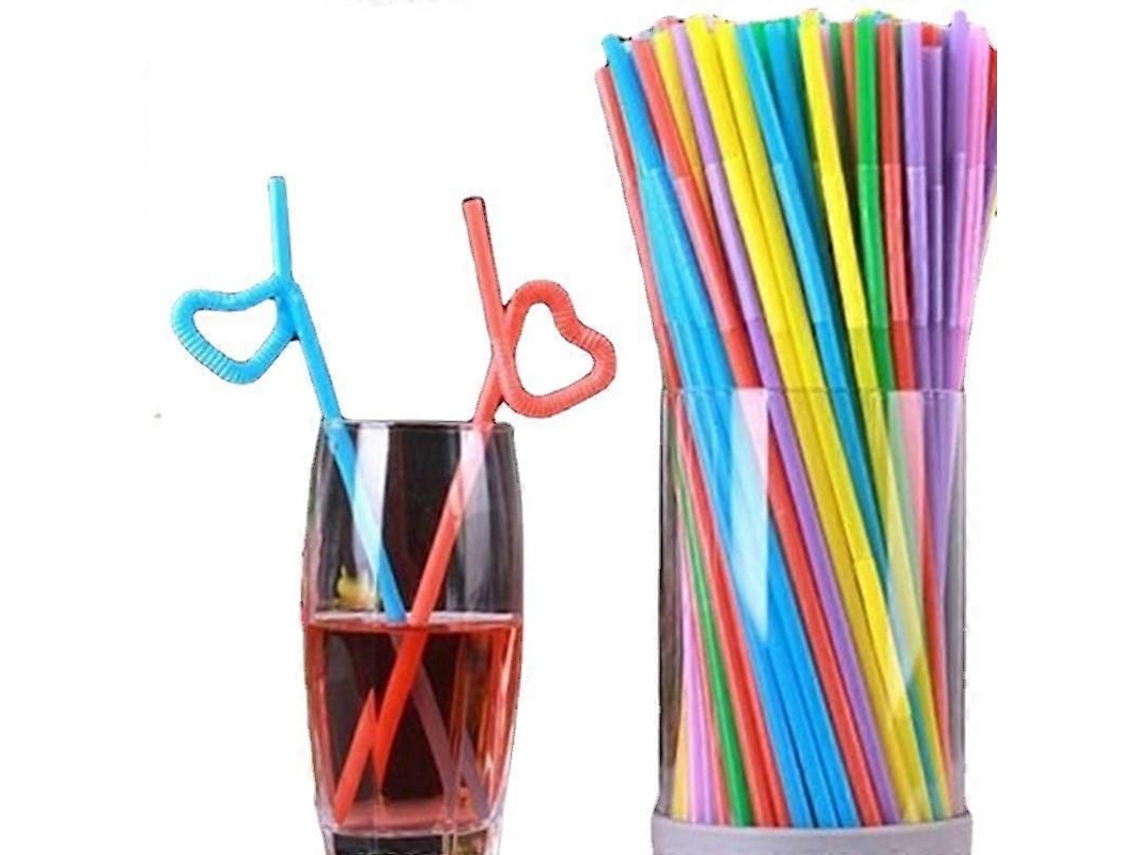 200 Canudos Plásticos Flexíveis Descartáveis, 10,2 Polegadas, Coloridos, Para Festas