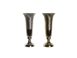 Vaso Decorativo Não Especificado Alumínio Dourado E Prateado 13 X 13 X 33 Cm Lote De 2 Unidades