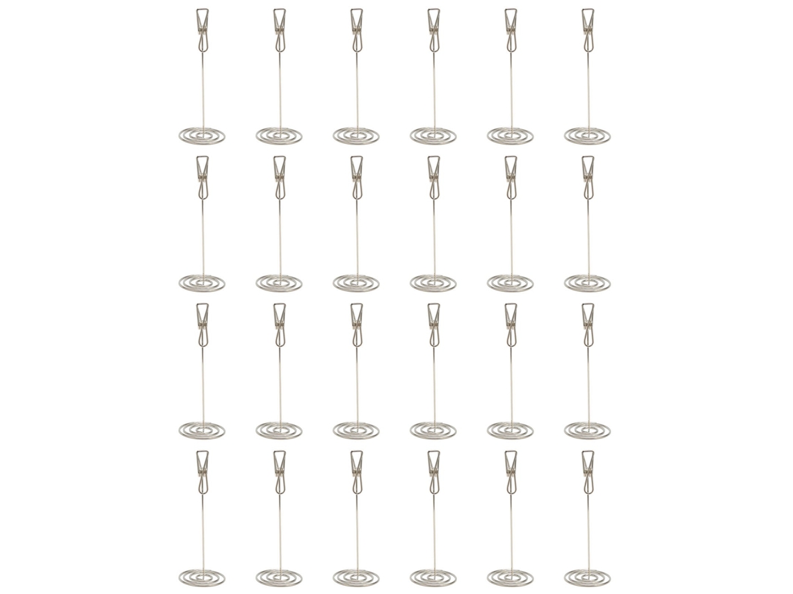 24 Portavasos De Mesa Electrolizados Em Prata Forma De Boca De Peixe Para Cartões, Fotos E Notas