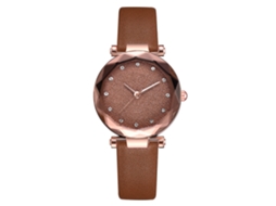 Relógio de Pulso Feminino Analógico com Pulseira Pu Estilo Fashion Quartzo Marrom