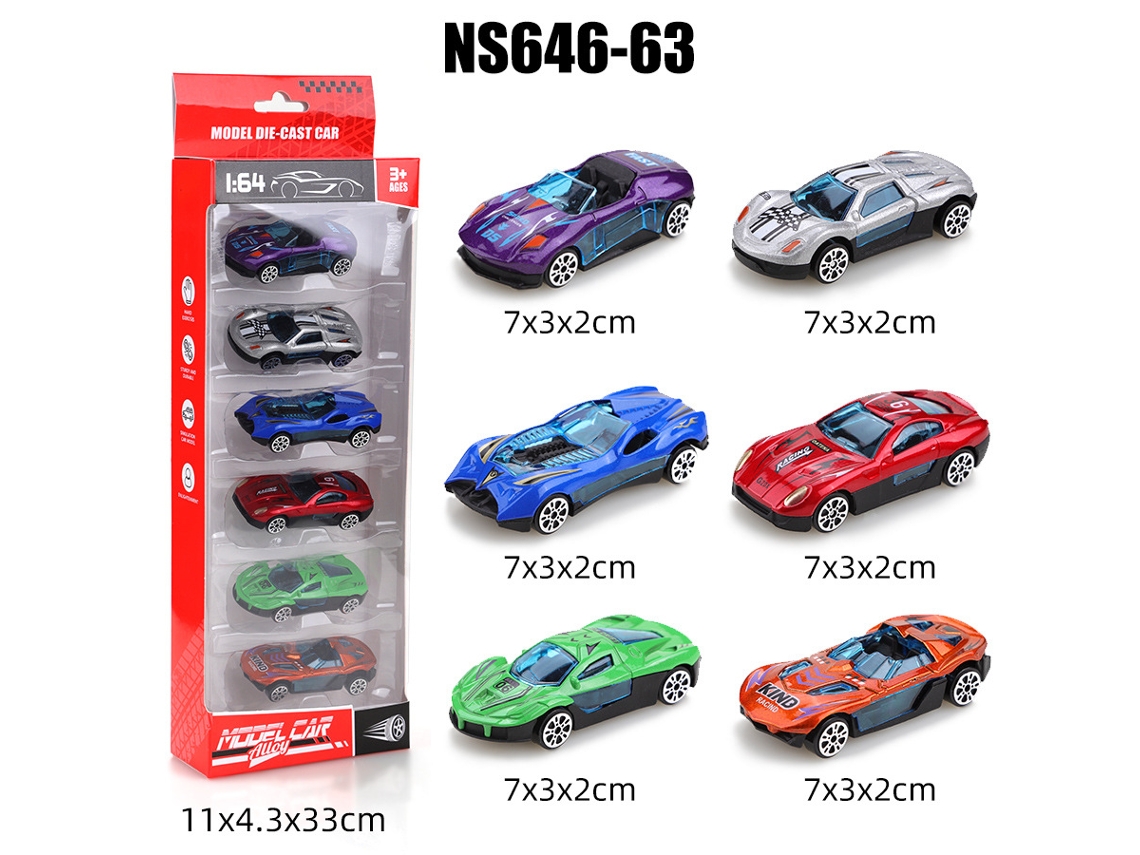 Miniaturas de Carros Deslizantes em Escala 1/64, Brinquedos Infantis MDUG (6 Carros)