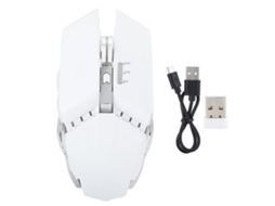Mouse Gamer Sem Fio Led Óptico 6 Botões 1600dpi Usb Recarregável Rato De Computador Q15 Branco Pérola