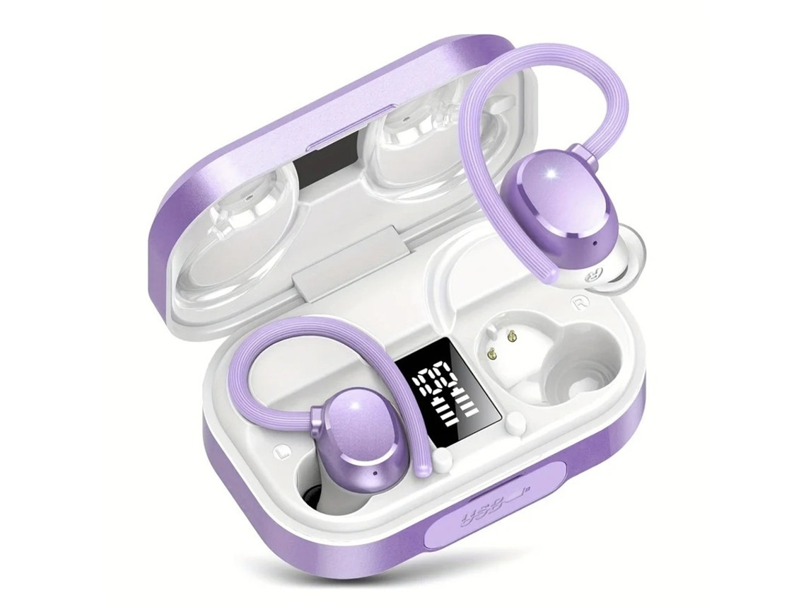 Auriculares Sem Fio Banco Potência Tempo Reprodução Yizhood Bluetooth Com Cancelamento De Ruído Roxo