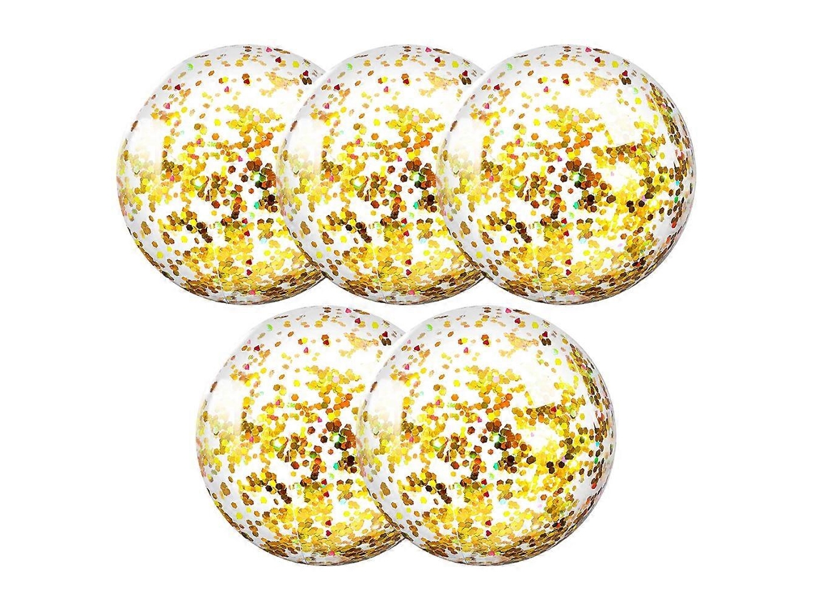 Conjunto De 5 Bolas Praia Jumbo Para Piscina, Gigantes Infláveis ​​com Confete E Glitter, Transparentes, Brinquedos Piscina - Dou -aquaforge