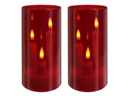 (2 Vermelhas) Velas Led 3 Em 1 Com Efeito De Chama Tremeluzente, Luz Eletrônica, Adequadas Para Decoração De Casa.