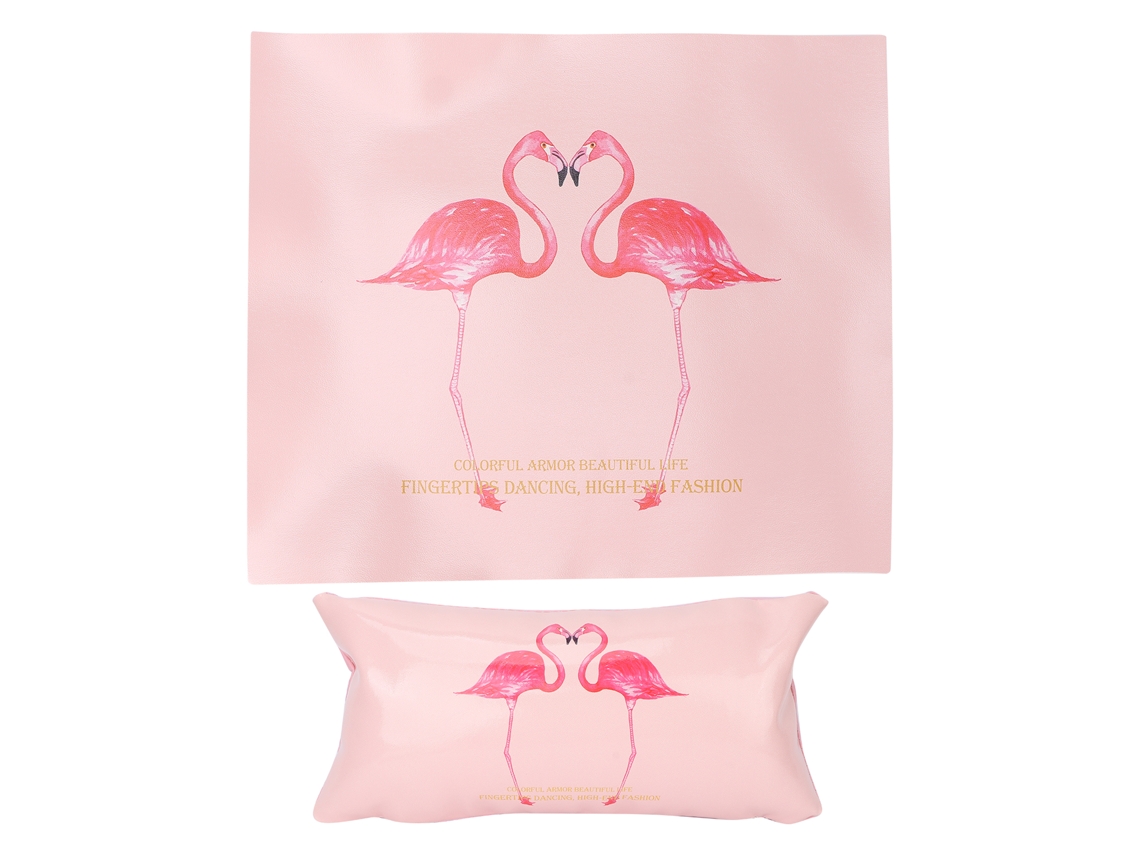 Tapete de manicure com apoio de braço em couro PU para mesa, com desenho de grou-coroado-vermelho.