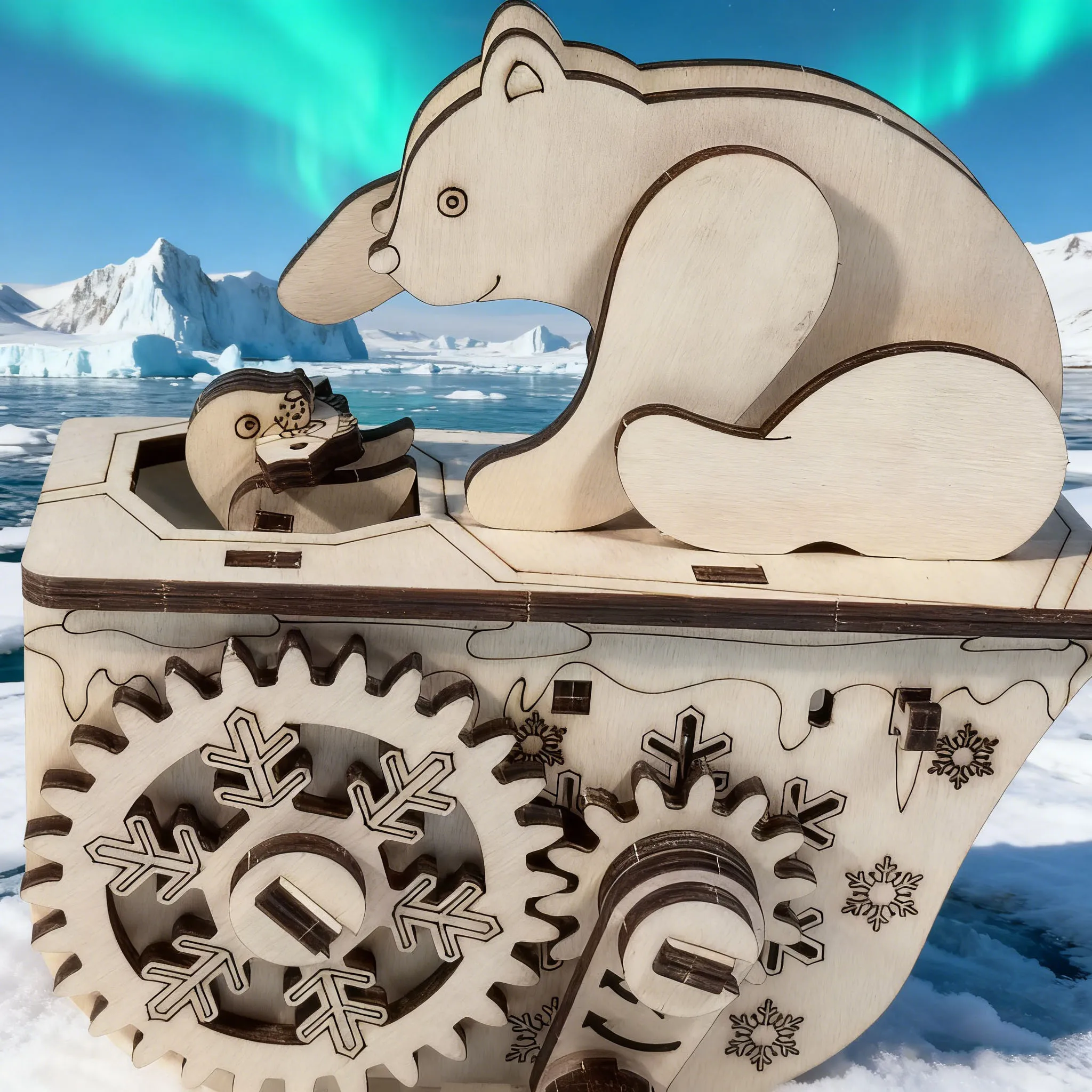 Quebra cabeça 3d de Madeira de Urso Polar para Montar Você Mesmo. MDUG