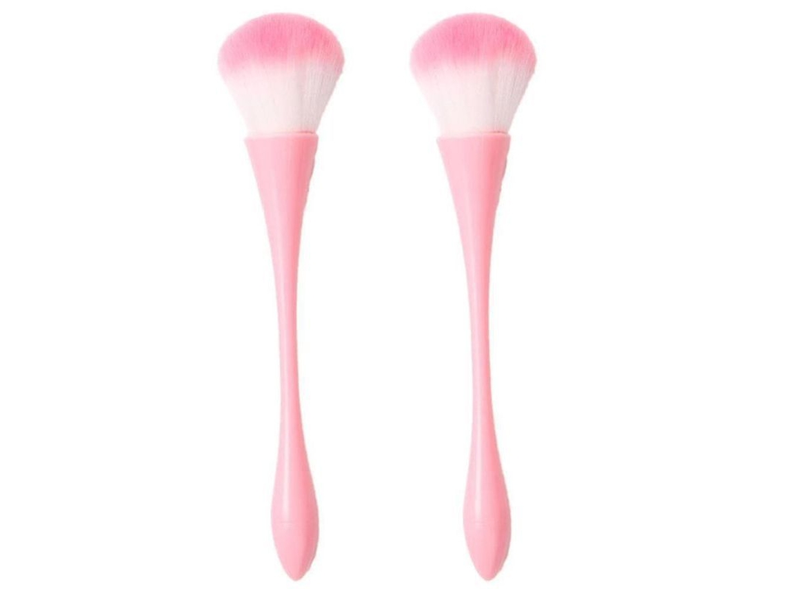 2pcs Pincéis de Maquilhagem Suaves Grandes, Pincel Kabuki de Pó Mineral, Rosa