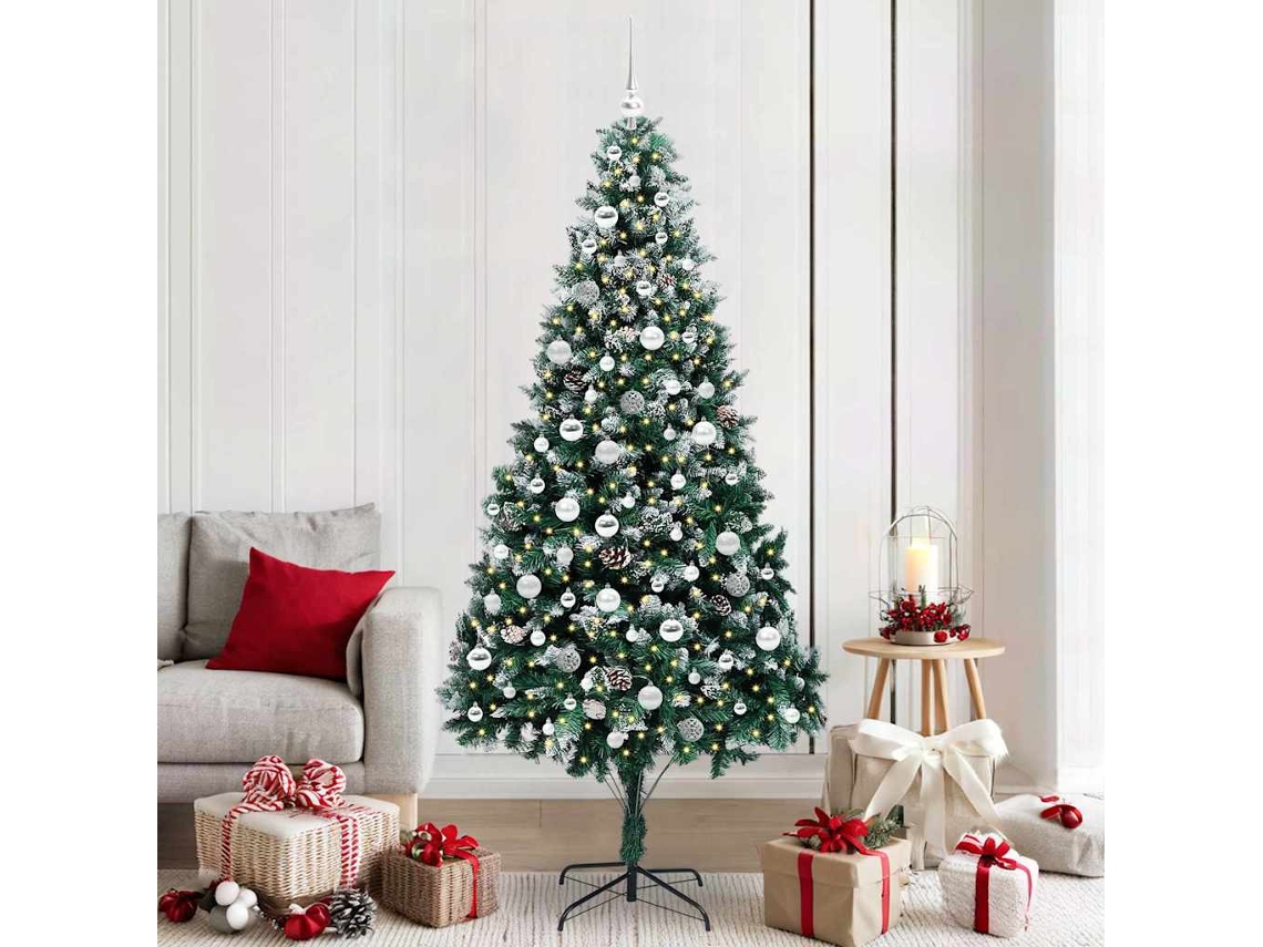 Vidaxl Árvore De Natal Artificial Verde 210 Cm Pvc, Aço E Plástico