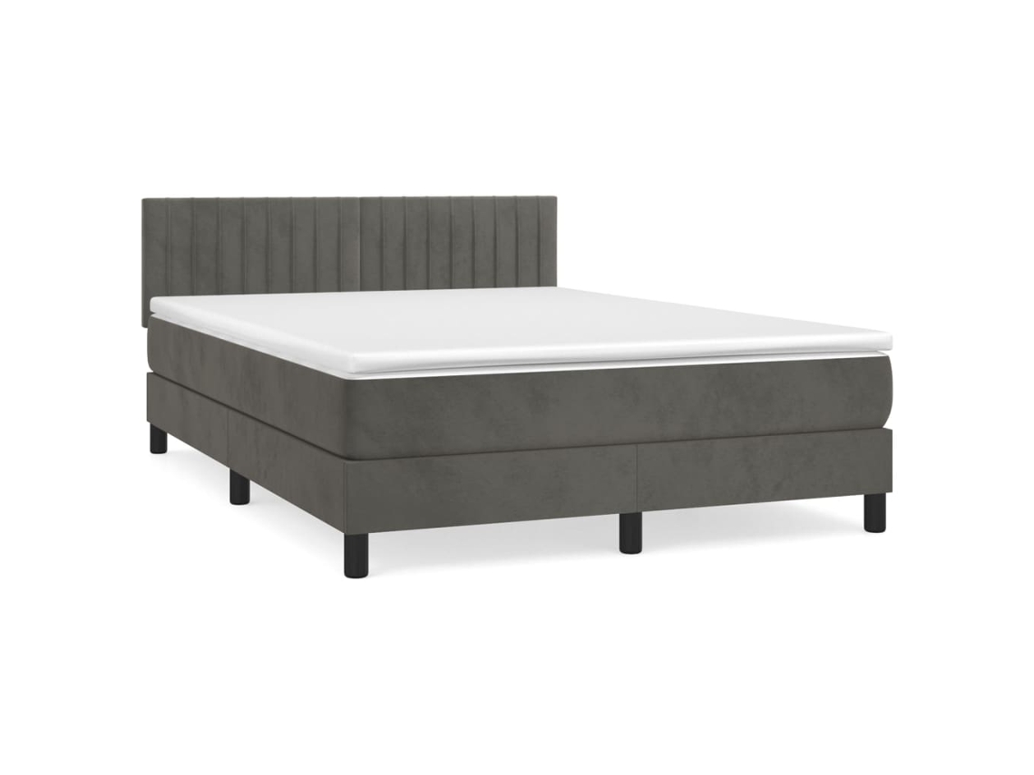 Conjunto 1 Cama Box Spring Vidaxl Cinzeto Veludo (203 X 144 X 88 Cm)