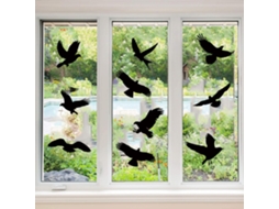 Conjunto 9 Autocolantes Pássaros Para Janela - Decoração Vidro - Proteção Para Janelas E Portas De Vidro - Pvc - Preto