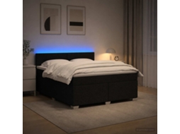 Vidaxl Cama Box Spring Com Colchão E Led Preto 180 X 200 Cm Tecido