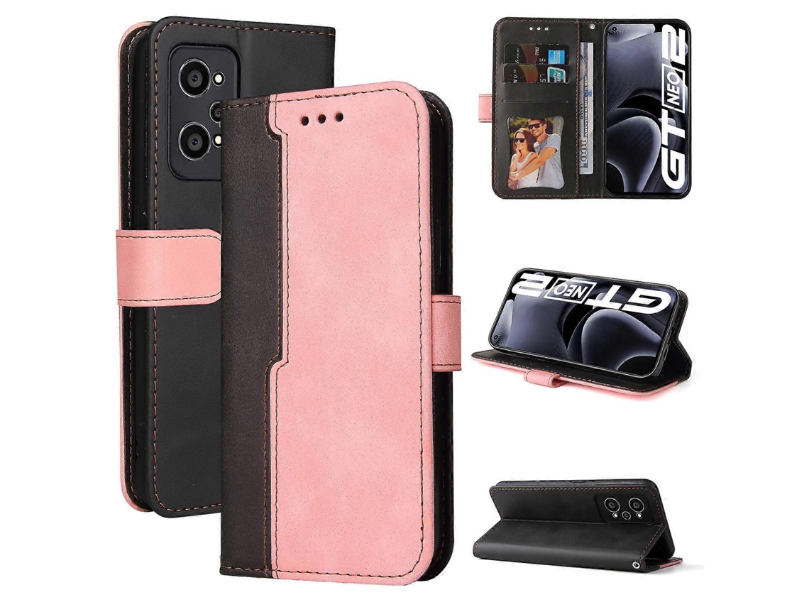 Capa De Celular De Couro Pu Com Flip Horizontal E Costura Colorida Para Oppo Realme Gt Neo2 Business