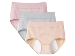 3 Peças de Calcinhas Menstruais Impermeáveis de Algodão para Mulher Tamanhos Hxsxl Preto Cinza Pele XL