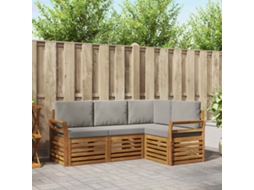 Vidaxl Conjunto De Sofás Para Exterior 4 Unid. Cinza Natural E Claro