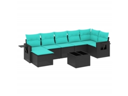 Conjunto de Sofá de Jardim, 9 Peças, Almofadas, Rattan Marrom MAISON EXCLUSIVE