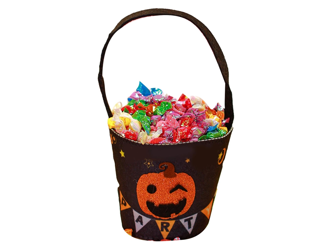 Cesto Doces Halloween Infantil Pumpkin Tela Não Tecida