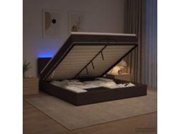 Vidaxl Cama Ottoman Com Colchão E Led Marrom Escuro 200 X 200 Cm
