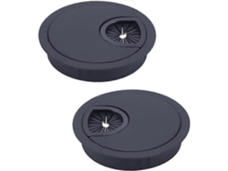x Ilhós de cabo redondos embutidos pretos 60 mm design de metal escovado organizador de cabos de mesa de escritório Slowmoose