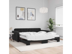 Vidaxl Sofá-cama Com Gavetão E Colchões 100x200 Cm Veludo Preto