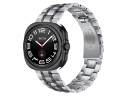 Bracelete para Samsung Galaxy Watch Ultra 2025 Aço Inoxidável Cinco Contas Prata e Preta XIAOMOYU