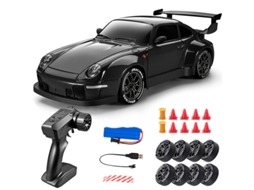 Brinquedo Telecomandado Chrui- Carro De Drift - Escala 1:24, 2.4ghz - Tração Nas 4 Rodas, Alta Velocidade, Com Luzes Led - Preto