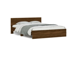 Estrutura Cama Cabeceira/luzes Led 150x200 Cm Carvalho Castanho