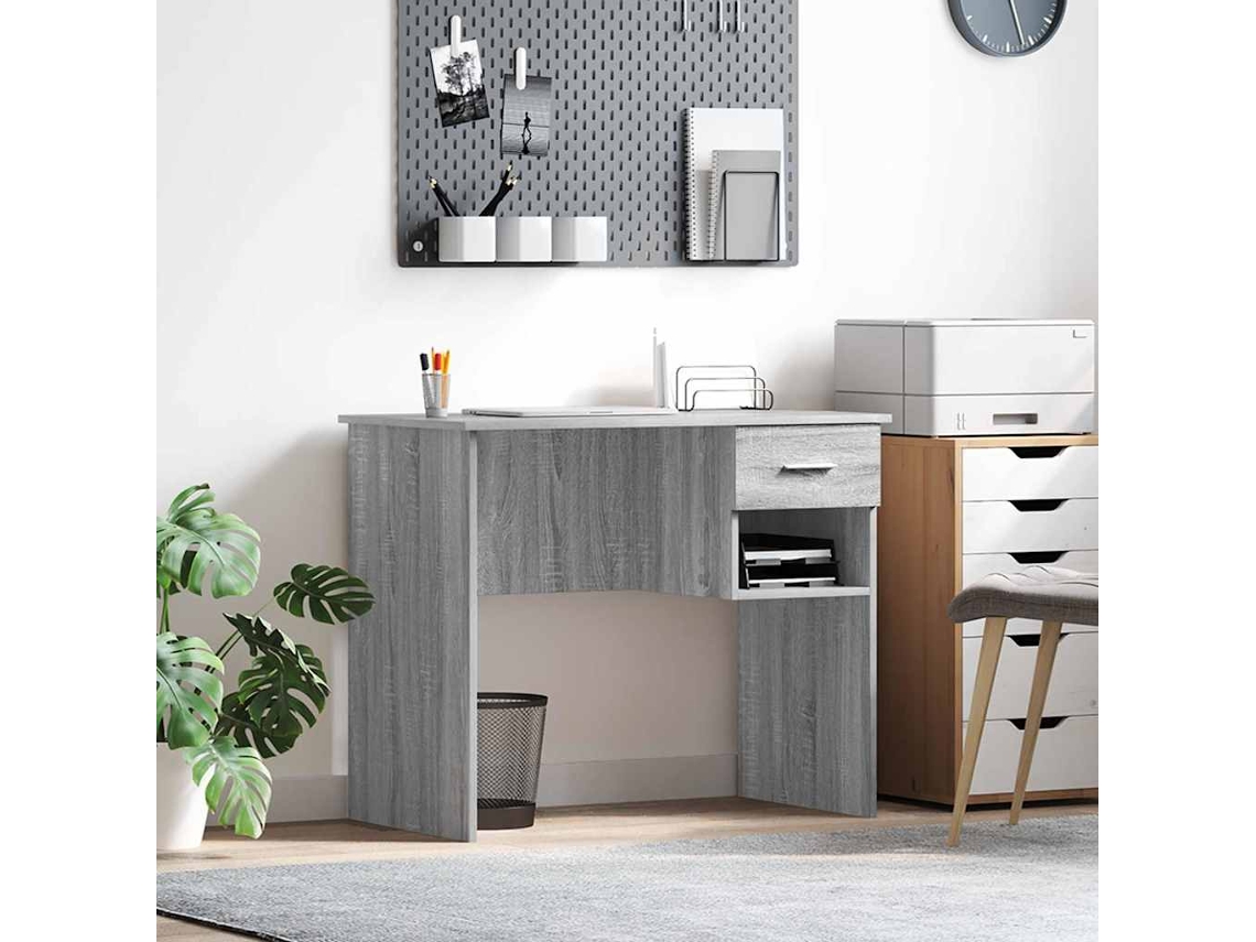 Vidaxl Mesa Cinza Sonoma 90 X 49 X 75 Cm Derivados De Madeira